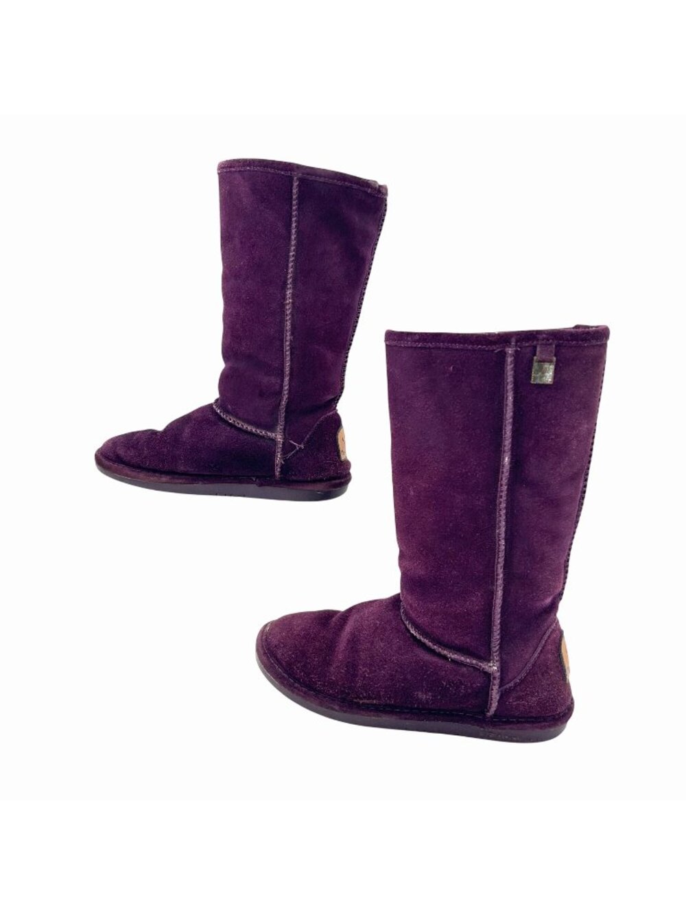 BEARPAW PURPLE SUEDE SHEEPSKIN WOOL MID CALF BOOTS - 7